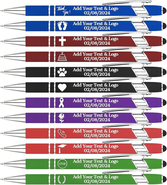 Personalized Pens with Name Logo or Message, Up to 1200 pcs Bulk Custom Metal Ballpoint Pen with Black Ink Customized Gift for Business, Graduation and Promotions (Assorted)