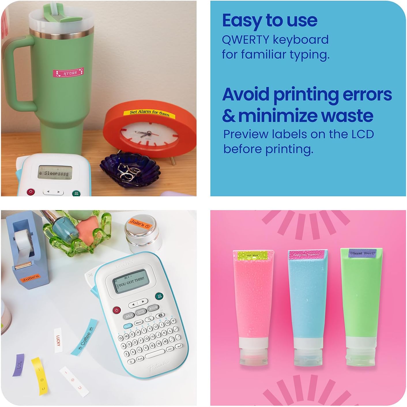 Brother P-Touch PT-N10 Personal Handheld Label Maker, Portable and Prints, P-Touch Btag ~½” (12mm) Wide Color Personalized Label Tapes,