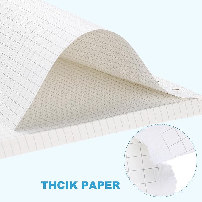 PATIKIL Grid Refill Paper 6-Ring Binder Loose Leaf Planner Filler Paper Planner Inserts, 160 Sheets/320 Pages, Lined