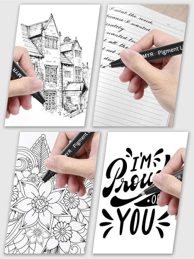 4 Micro Fine liner Drawing Art Pens Calligraphy Pens: 3.0 Size Black Art supplies Waterproof Archival Black Ink Markers For Artists,Use for Professional Watercolor,Sketching