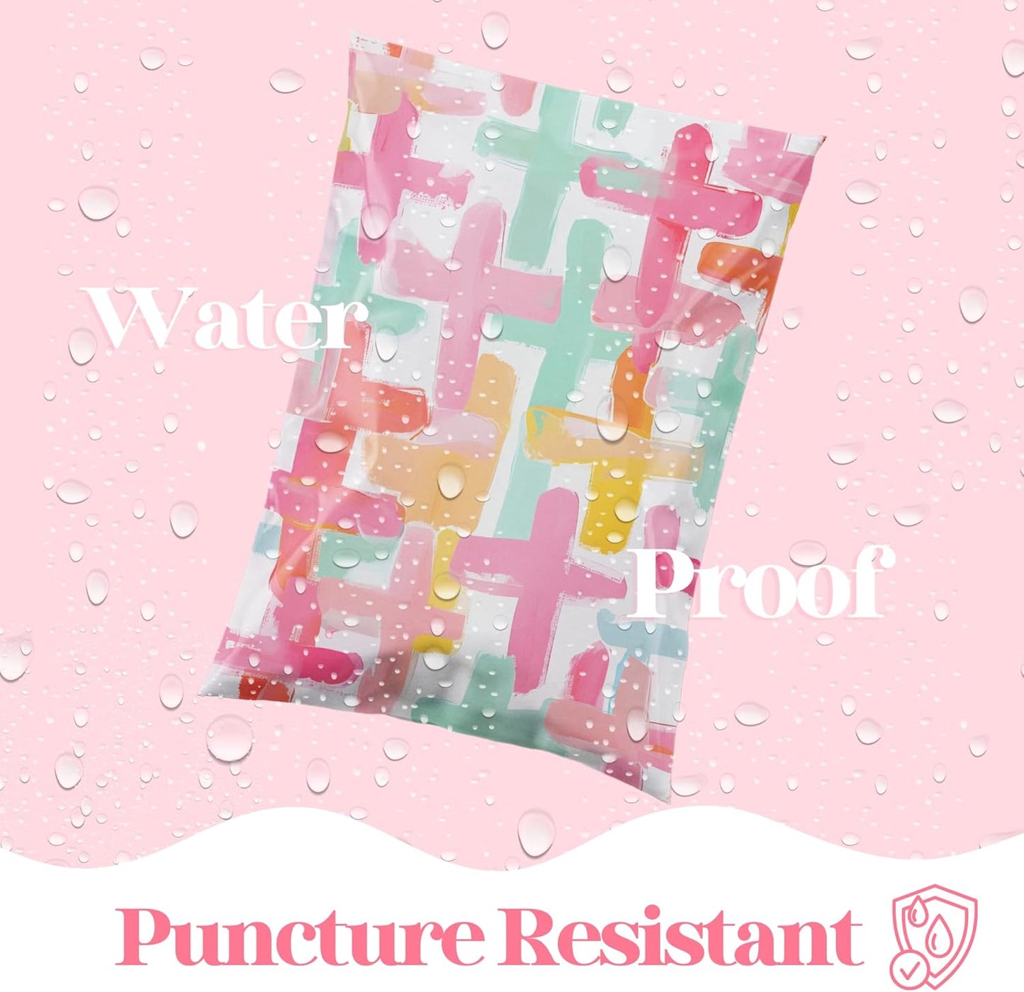 14.5x19 Designer Poly Mailer 100 Pack Heavy Duty Waterproof Self Seal Shipping Bags for Small Business Large Mailing Envelopes Bulk Tear Resistant Packaging Pastel Crosses Faith