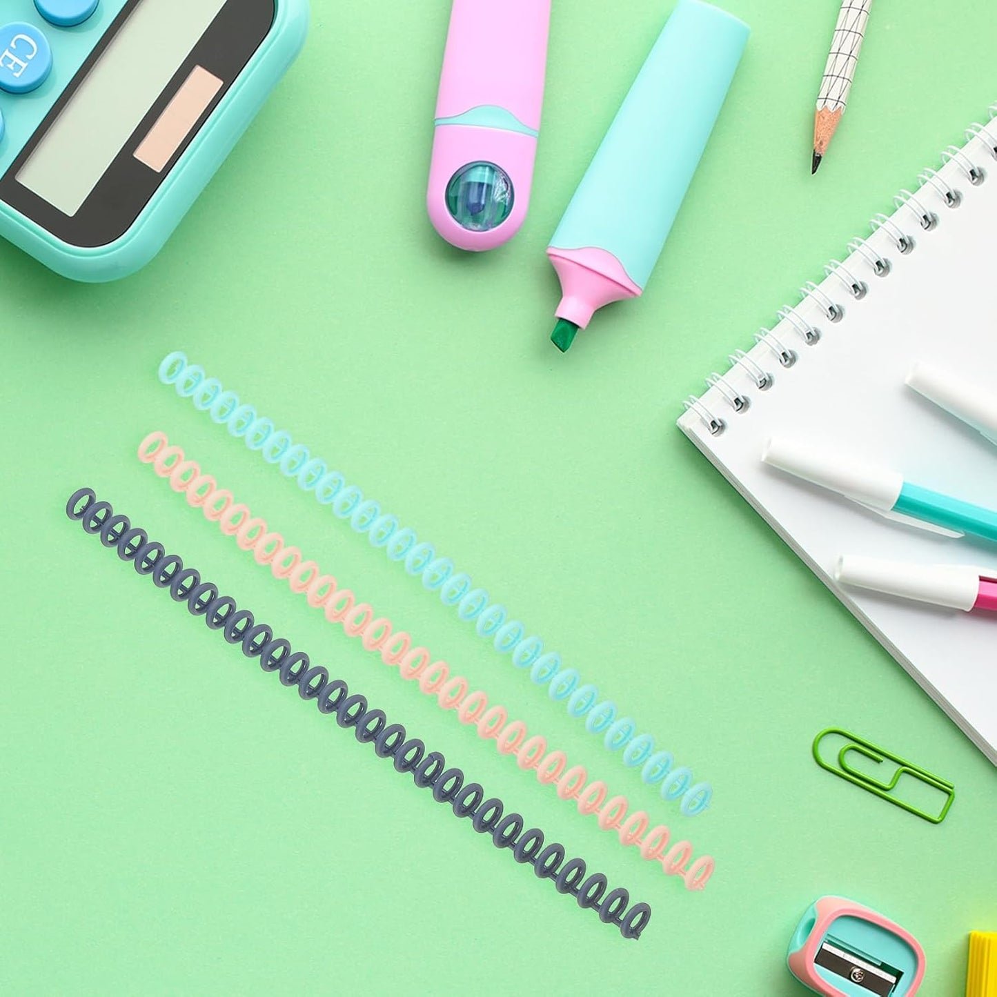 PATIKIL 8.5mm(0.3") Spiral Binder Ring,10 Pcs 30 Rings 25 Sheet Capacity Comb Binding Spines for Binding Paper Sheets Notebook Calendar Picture Album, Dark Pink