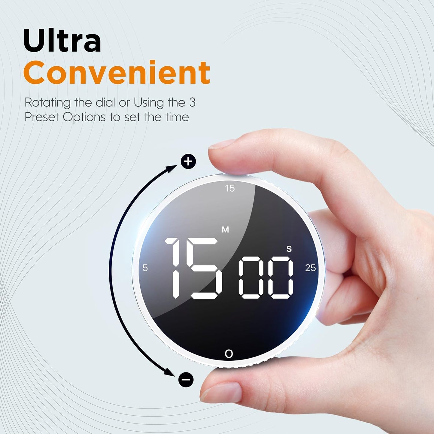 Upgrade Digital Kitchen Timer - 2 Pack Magnetic Countdown Countup Visual Pomodoro Timer with Large LED Display, 3-Preset Times, 3 Volume Levels, Ideal for Cooking, Baking and Fitness (2, White)