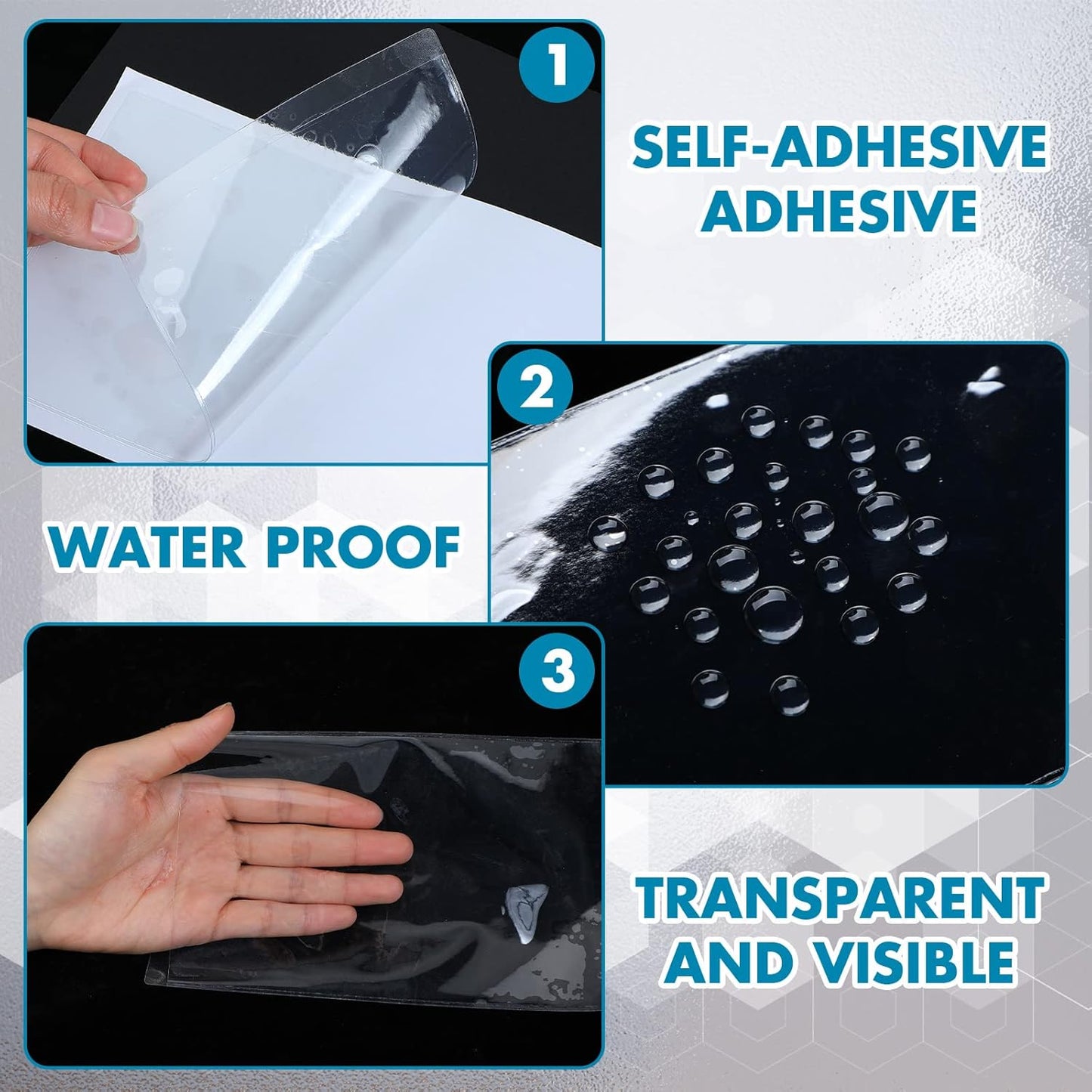 Outus Self Adhesive Shop Ticket Holders Clear Plastic Sleeves Adhesive Pockets Work Order Job Ticket Holders for Home Office Posting Signs(5 x 8 Inch,60 Pcs)