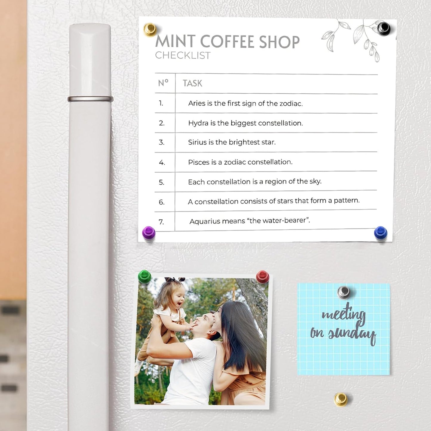 Strong Whiteboard Magnets, Cute Kitchen Magnets for Refrigerator, Tiny Gold Magnetic Clips, Magnetic Push Pins for Kitchen Decor and Accessories, Office, Gadgets, Pack of 56