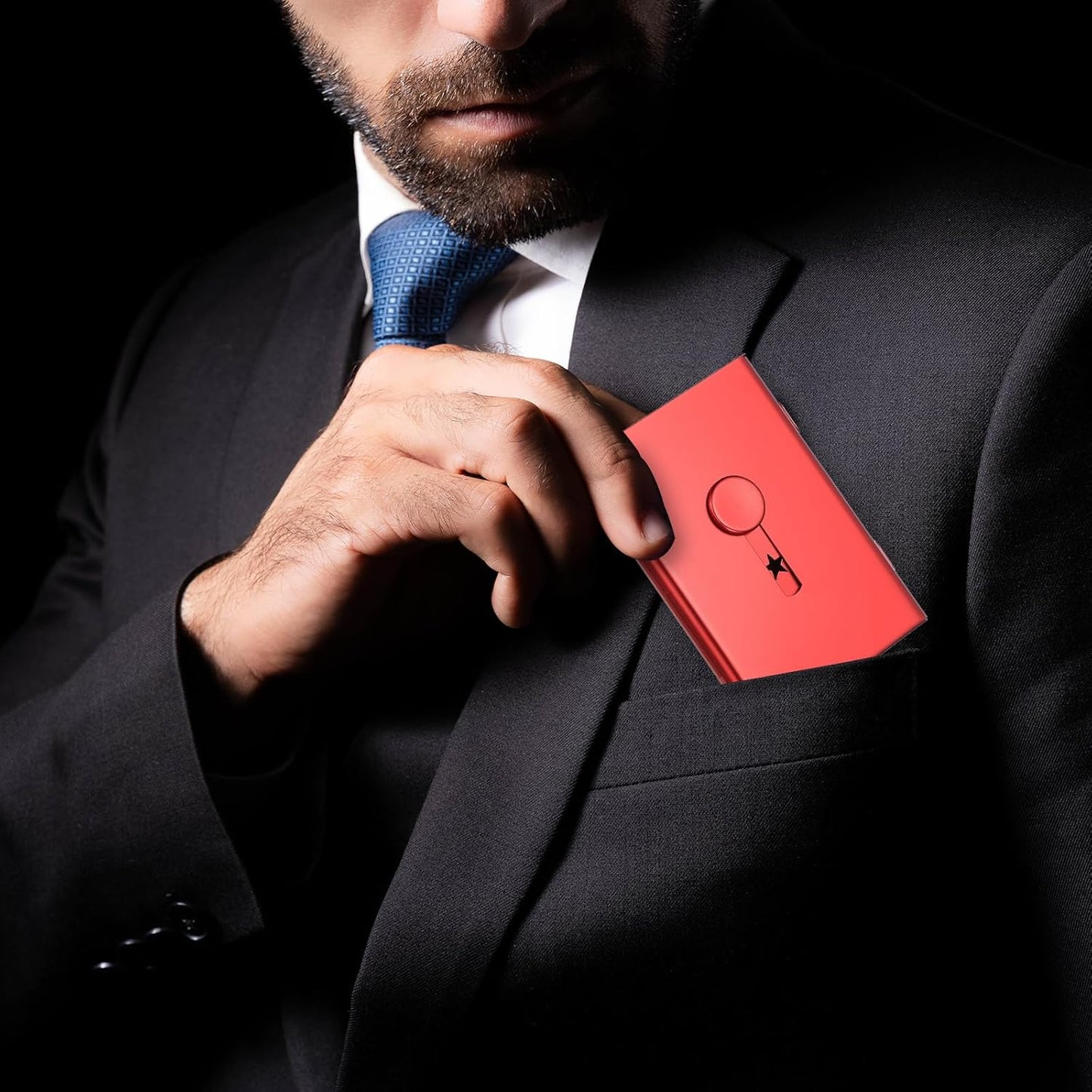 PATIKIL 2 Pcs Business Card Holder, Thumb Drive Business Card Holder Portable Business Card Holders Alloy Slide Out Card Case for Business Meeting, Gold