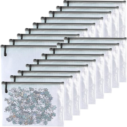 Oaimyy-18 PCS-6" x 8"-Mesh Zipper Pouch, Plastic Zip File Folders Puzzle Bags for Organizing,Office Supplies,Travel,Home Storage-Black