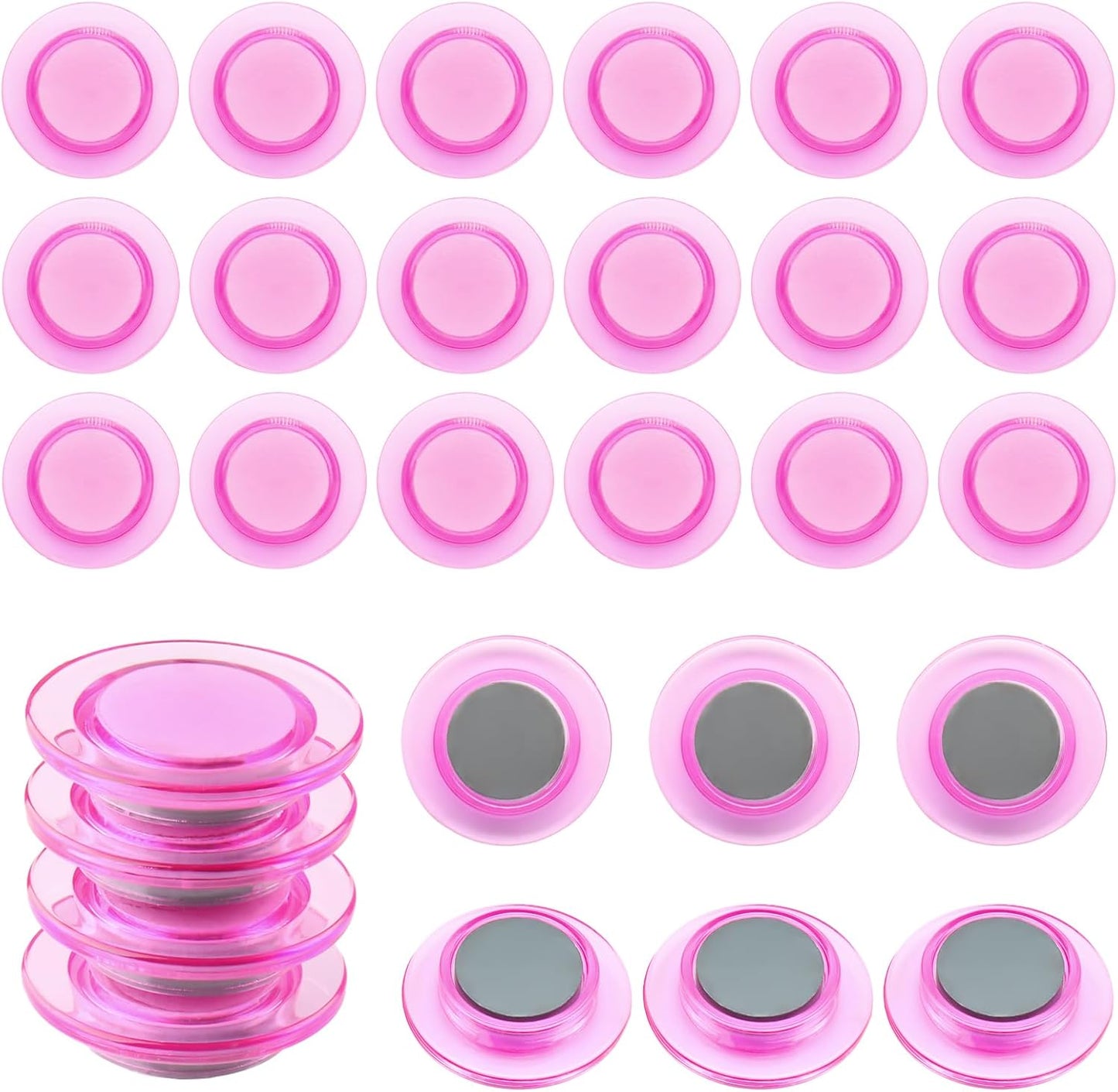ZDZBLX Fridge Magnets, 28 Pack Magnet Strong Magnets Refrigerator Magnets Small Magnets for Whiteboard, Heavy Duty Magnets Mini Magnets Cute Round Magnets for Fridge, Locker, Classroom, Office (Pink)