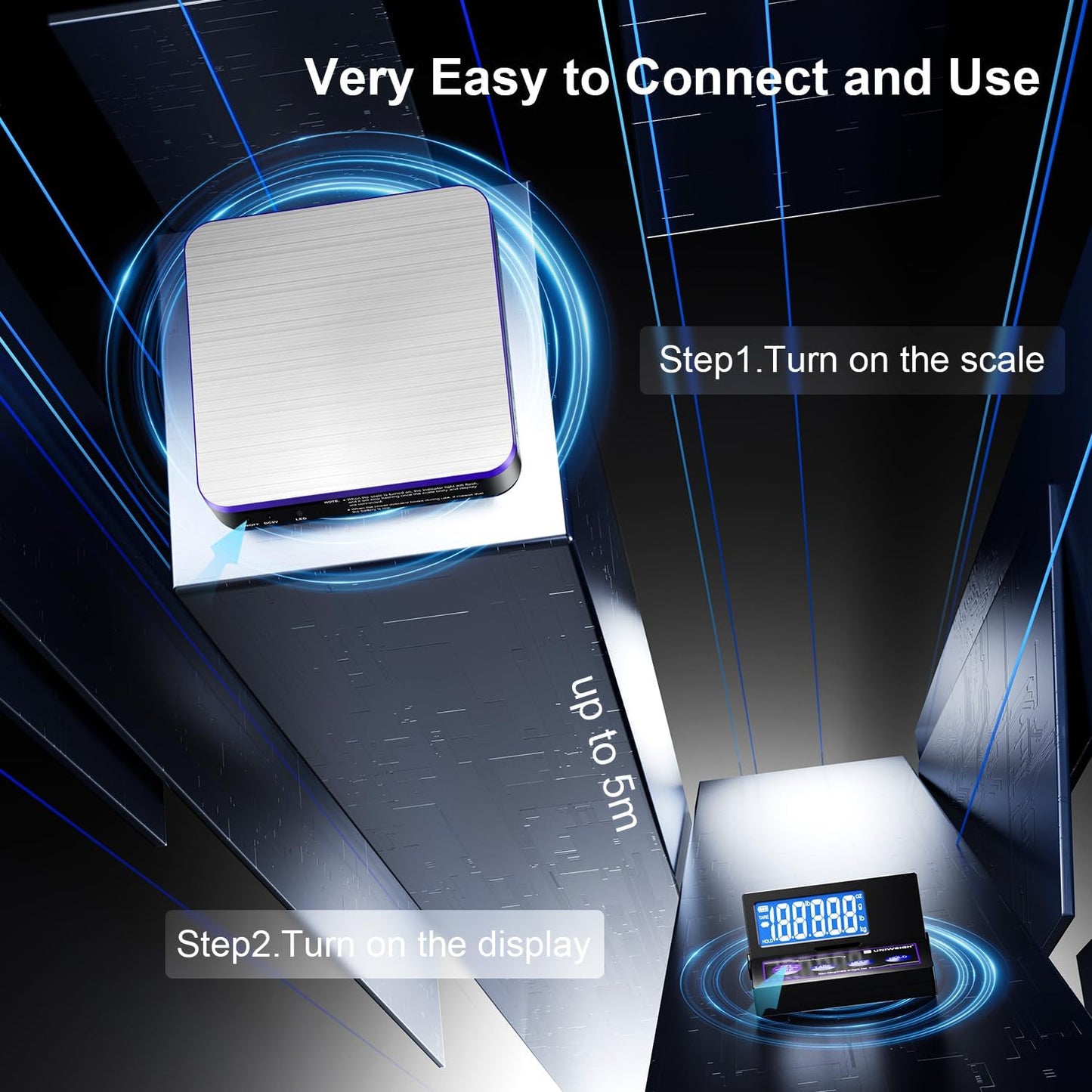 Digital Wireless Shipping Postal Scale 110lbs/0.1oz Accurate,Foldable LCD,Package Scale with Stainless Steel/5 Units/Tare/Hold Function,Postage Scale for Packages,Mail Scale,Black+Purple