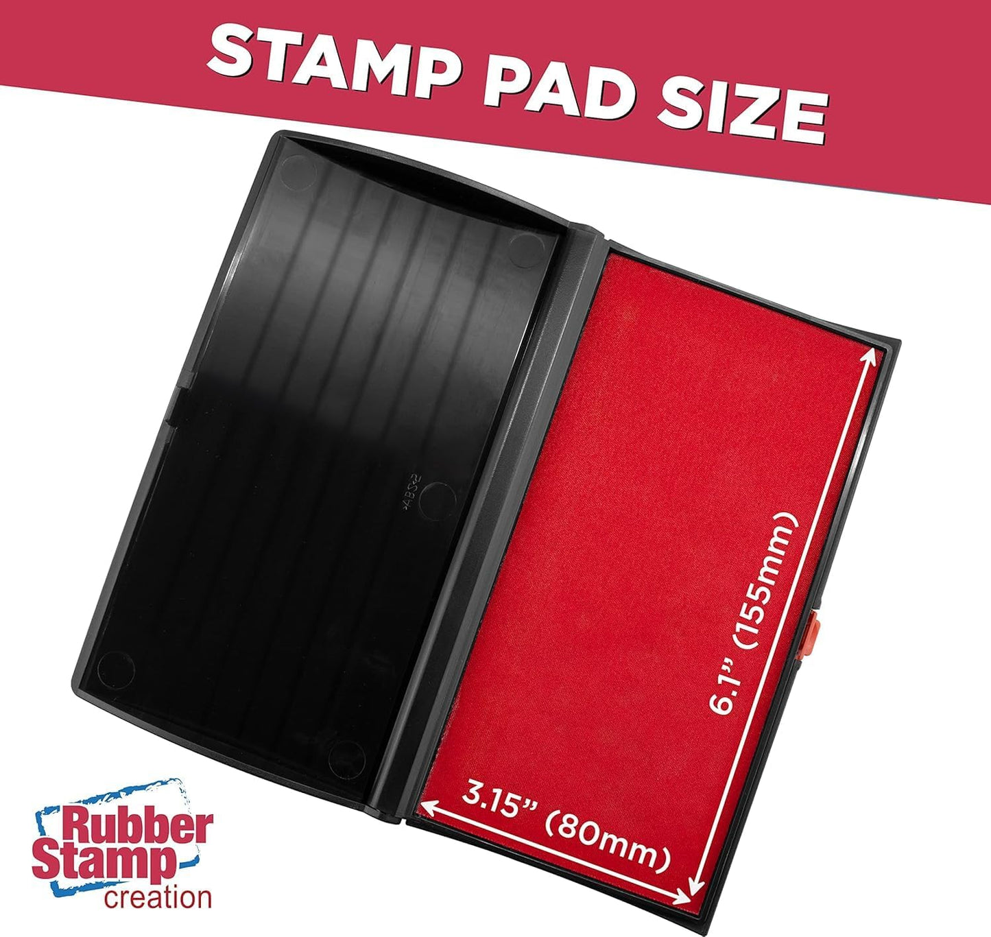 Large Premium Red Ink Stamp Pad - 3" by 6" - Quality Felt Pad - Case with Closing snap