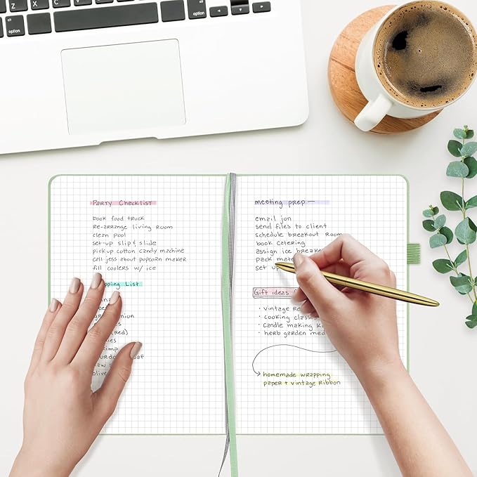 &And Per Se Graph Journal Notebook, 160 Pages, 5.7 x 8 inches College Ruled Thick Paper Notebook Journals for Writing, Grid Hardcover Notebook(1 Pack, Light Green)