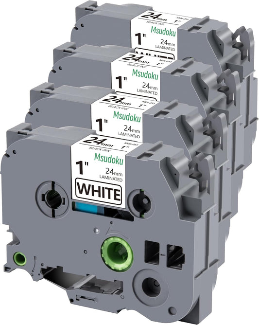 Compatible for Brother P Touch Label Tape 1 Inch TZe TZ Tape 24mm 0.94 Laminated White TZc251 TZe251 TZe-251 for PTouch PT-D600 PT-P710BT PT-P700 Label Maker, 1" X 26.2', 4-Pack