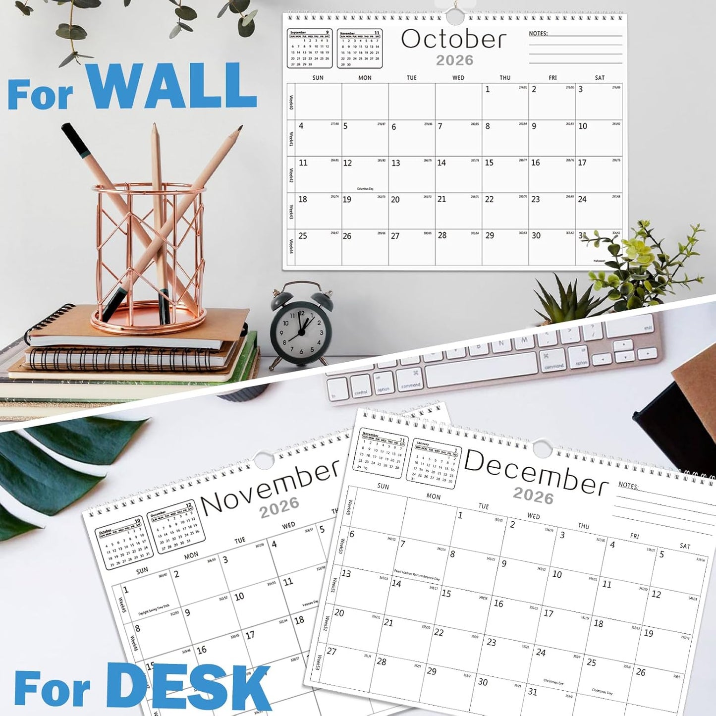 Calendar 2025-2026, Wall Calendar 2025-2026 from July 2025 to December 2026, 14.7"x11.5" 18 Months Wall Hanging Calendar with Thick Paper for Office Home School(White,14.7x11.5 inch)