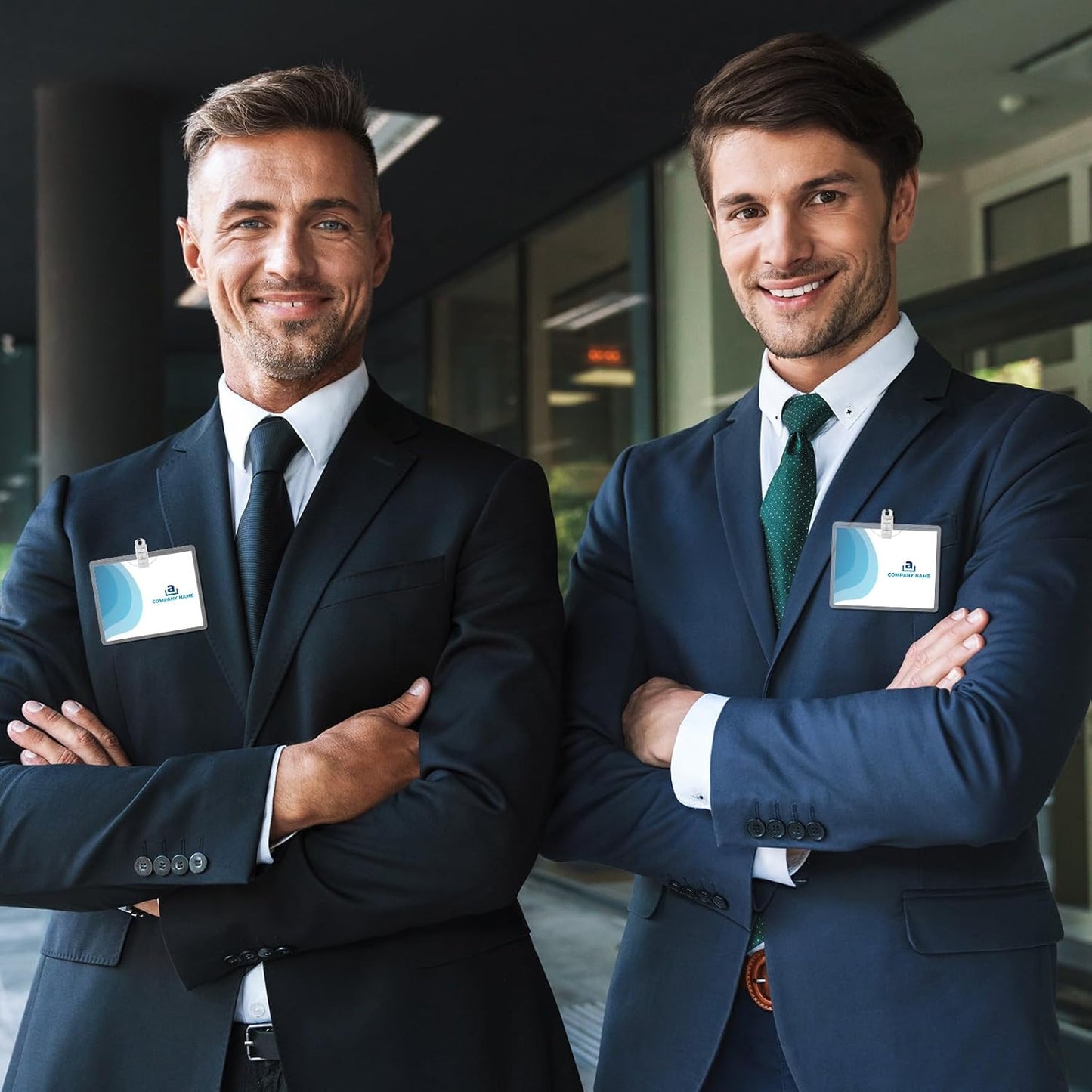 Eaasty Name Tags with Clips and Printable Inserts Clip On Name Badges Customizable Clear ID Badge Holder with Clips 3" x 4" Horizontal PVC for Meeting Seminar Show Event and Conference(50 Pack)