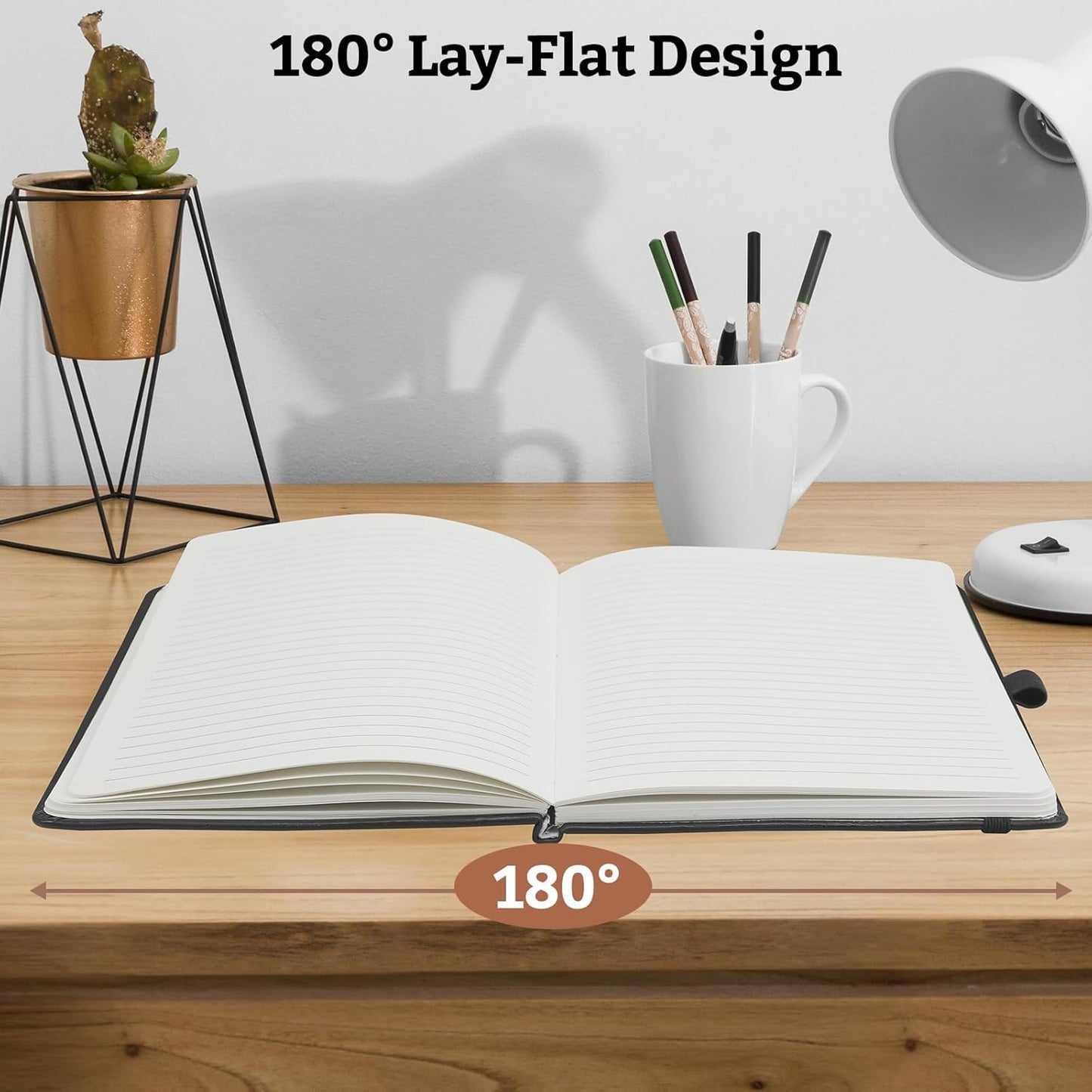 2Pack Lined Hardcover Journal Notebook, A5 192 Pages 100Gsm Thick Paper College Ruled for School,Note Taking,Work,Diary，5.7"*8.3",Black