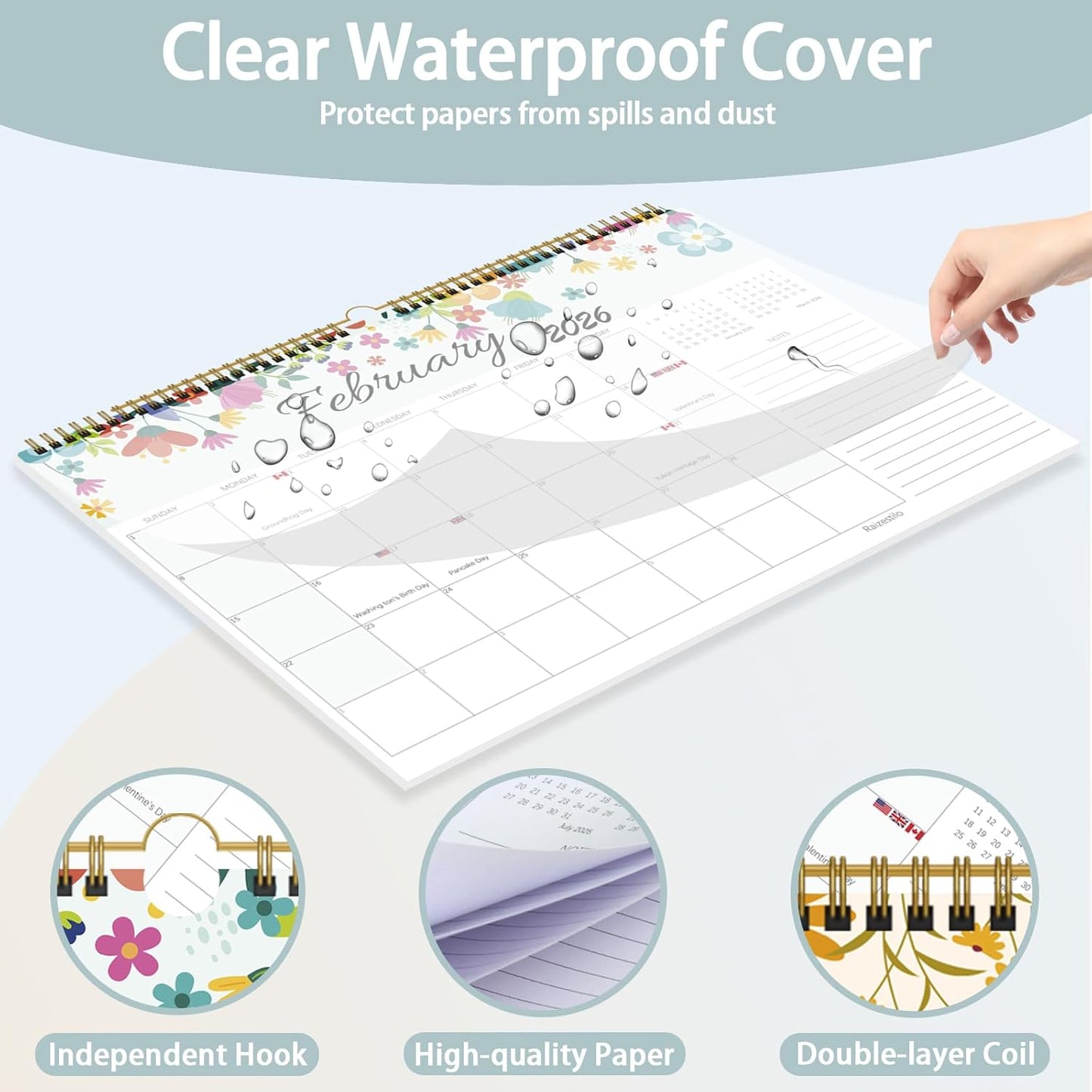 Calendar 2025-2026, Monthly Desk Calendar from July 2025 to December 2026, 17" x 12", Large Desktop Calendar Monthly, Perfect for Home or Office, Floral (Wall(17" x 12"))