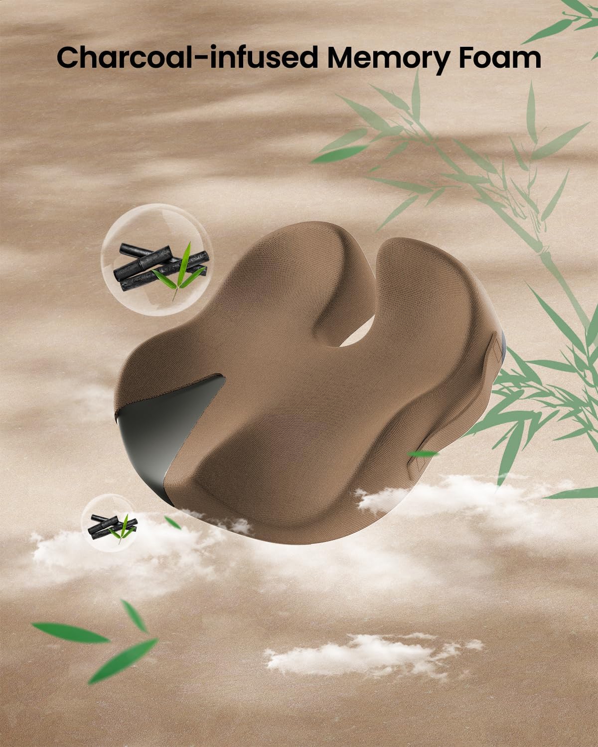 ProtoArc Seat Cushion, Office Chair Cushion for Sciatica, Coccyx Cushion, Ergonomic Memory Foam Seat Cushion for Car, Home, Pressure Relief Pad for Hip, Tailbone, All Day Comfort - Coffee