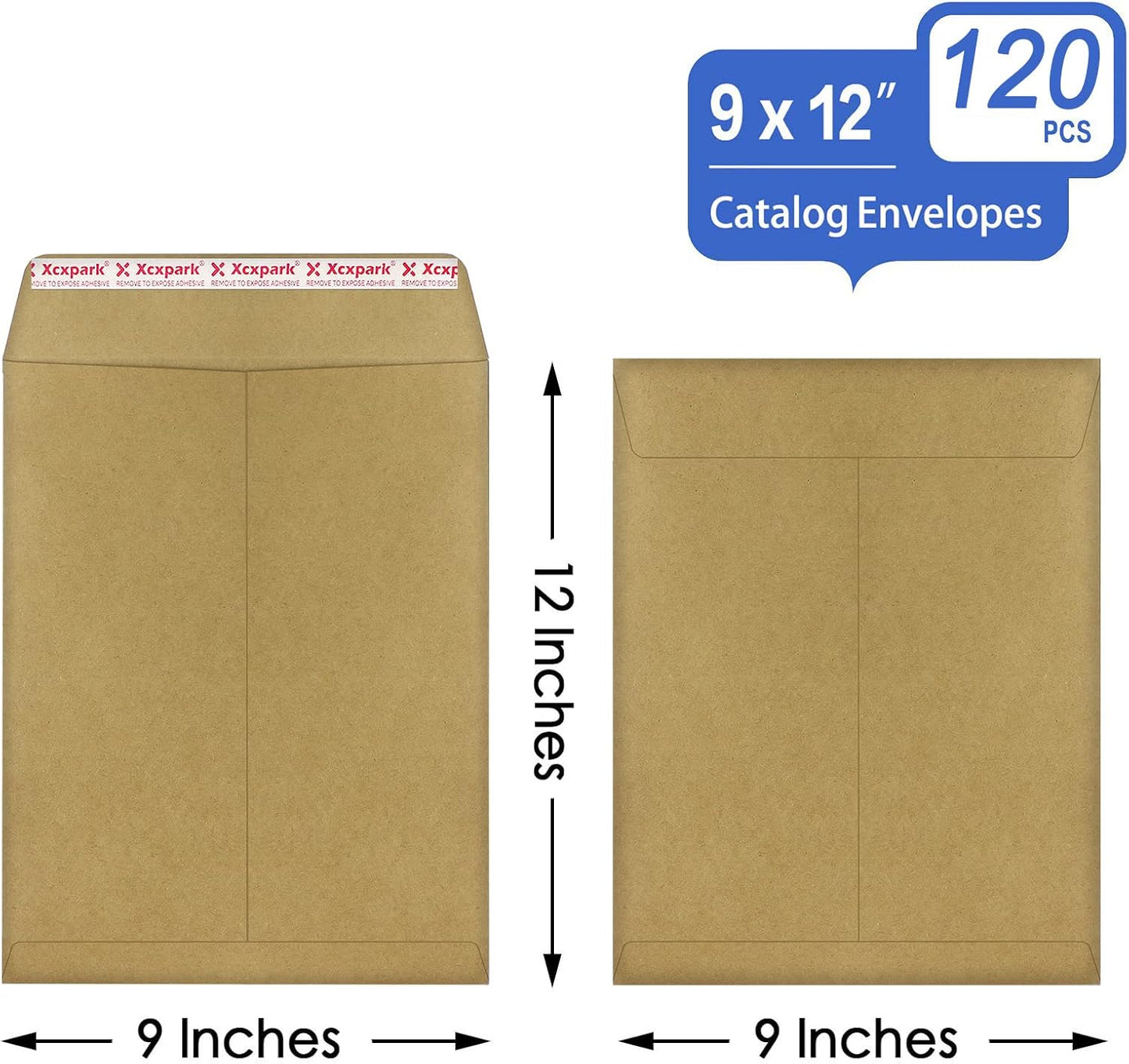 120 PCS 9x12 inches Security Catalog Envelopes Printable Self Seal Envelopes, Anti Tear Recycled Kraft Envelopes for Invitation Cards, Pictures, Photos, Documents