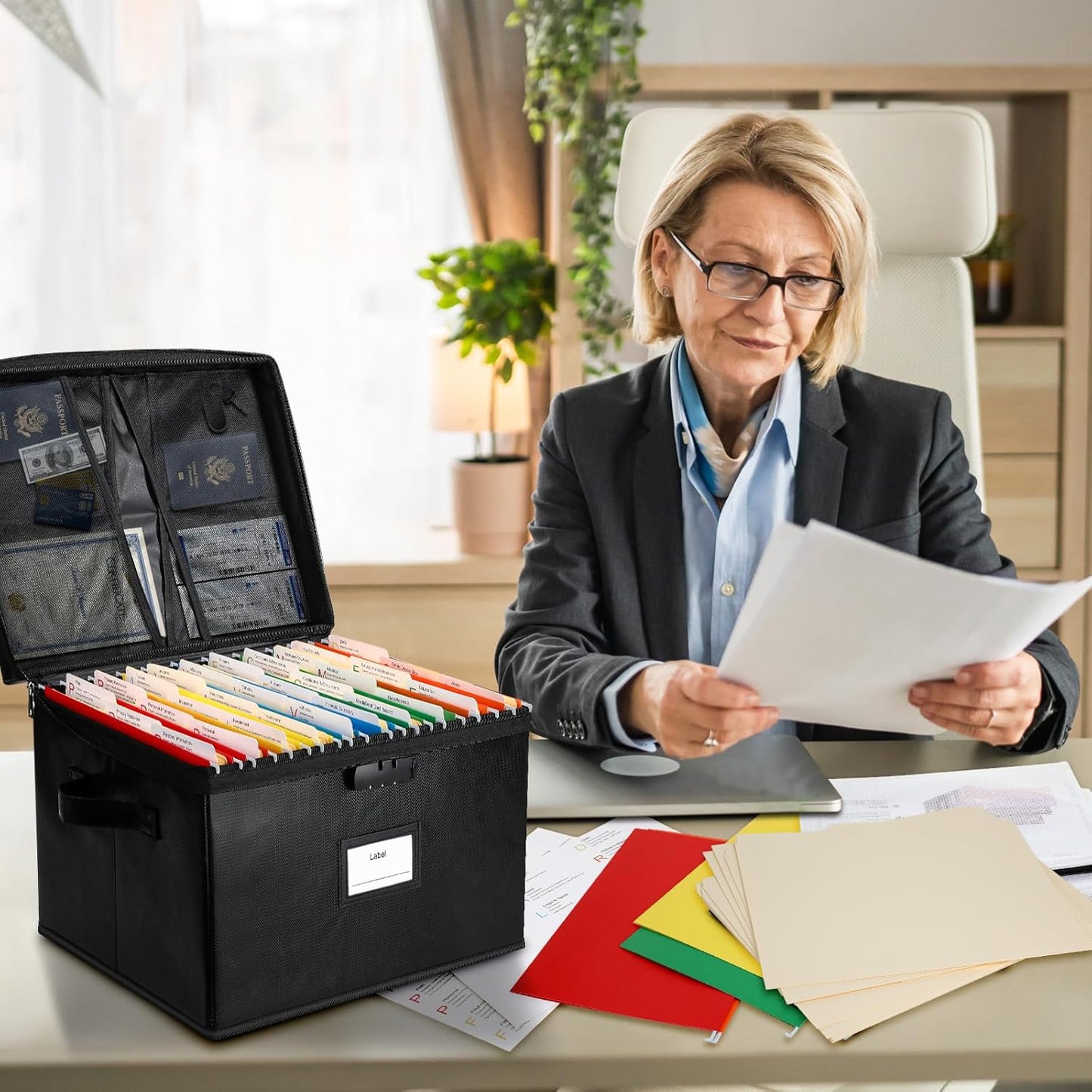 File Box Fireproof Document Box with Lock, Document Safe File Storage Organizer Boxes for Next of Kin Estate Planing Organizer End of Life Planner (Box, Black)