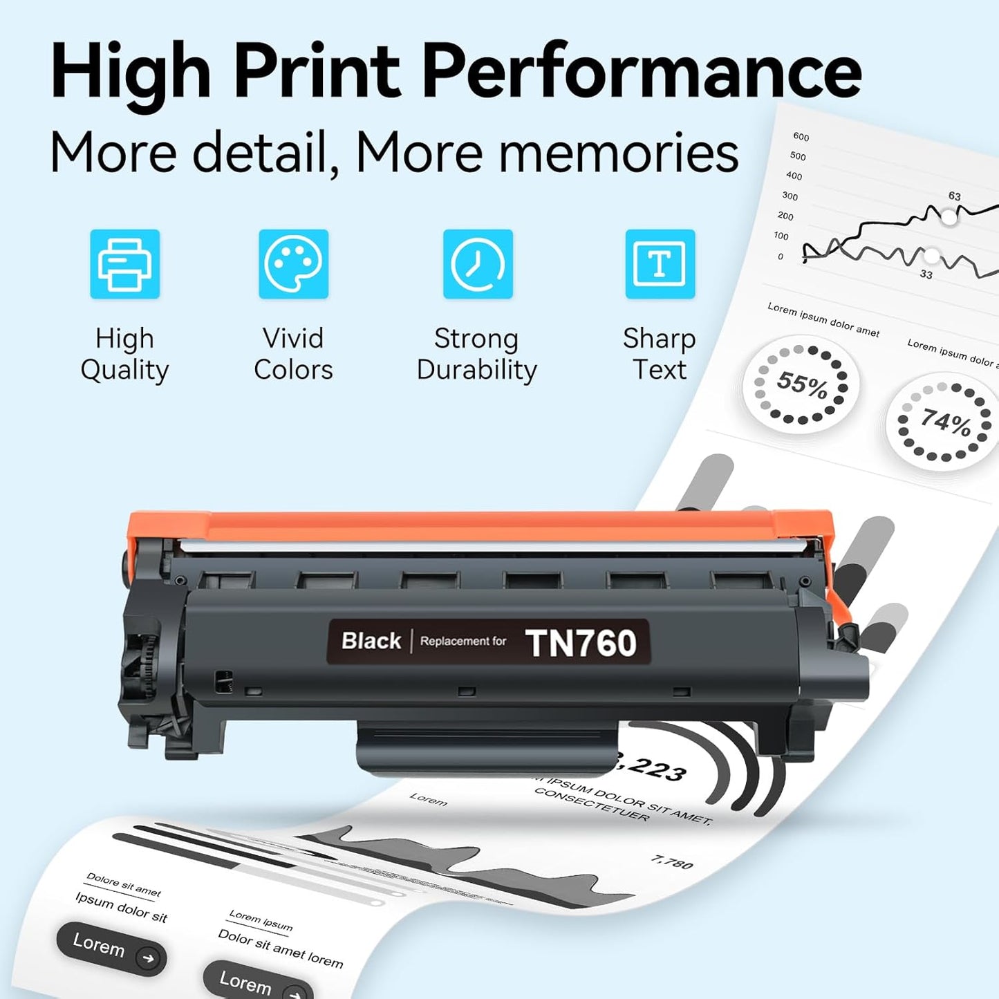 LEMERO UEXPECT TN760 Toner Compatible for Brother Printer Replacement for Brother TN760 TN-730/TN-760 TN730 High Yield for MFC-L2710DW MFC-L2717DW HL-L2350DW HL-L2395DW DCP-L2550DW Printer, 4 Pack