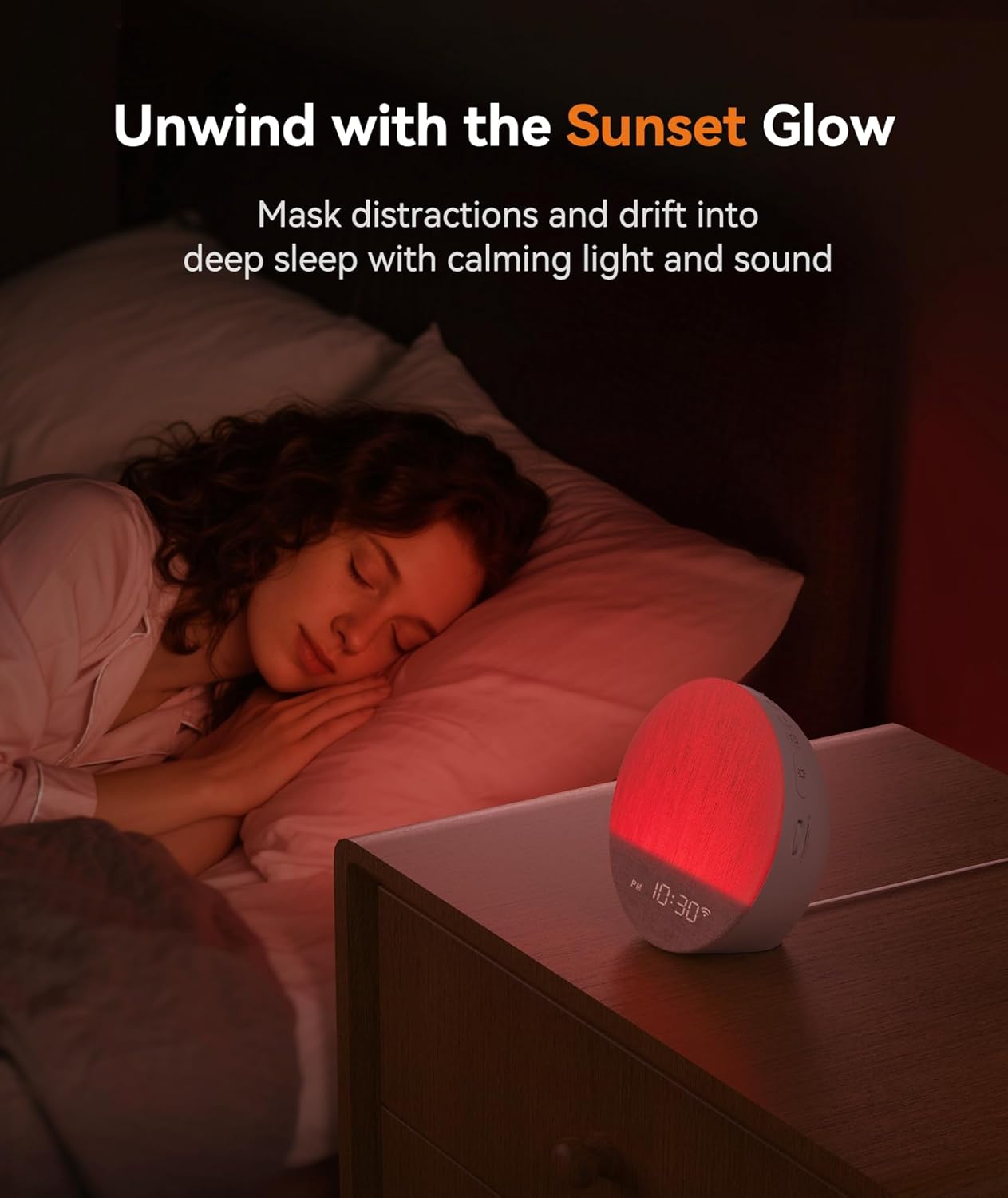 Dreamegg Sunrise 1+ Sound Machine, Sunrise Alarm Clock, Night Light, APP Control, Sleep Routines, Favorites Mode, 34 Soothing Sounds, White Noise Sound Machine, Wake Up Light for Bedrooms, Adults