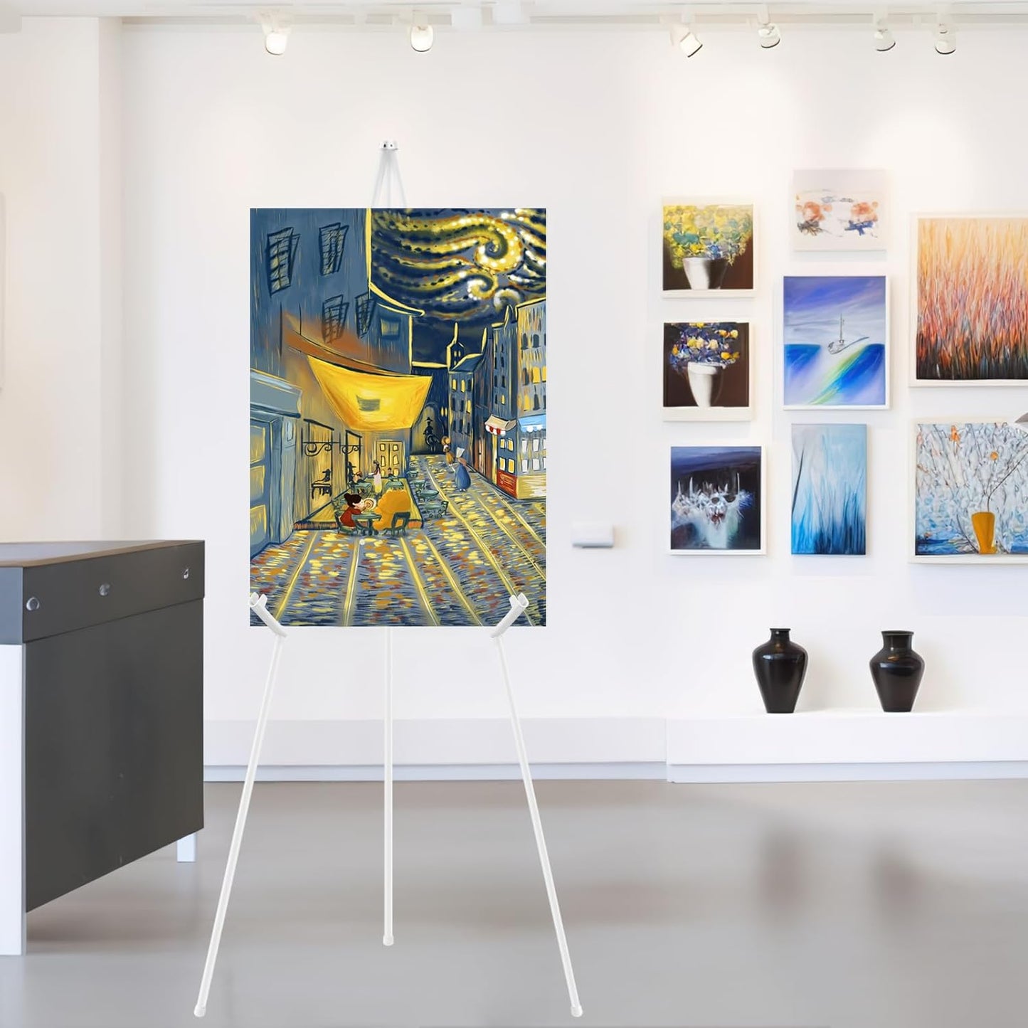 1PCS White Easel Stand for Sign, 66 Inches Lightweight Adjustable Art Poster Board Stand for Display Wedding Welcome Sign, Metal Easel Stand for Painting with Portable Bag