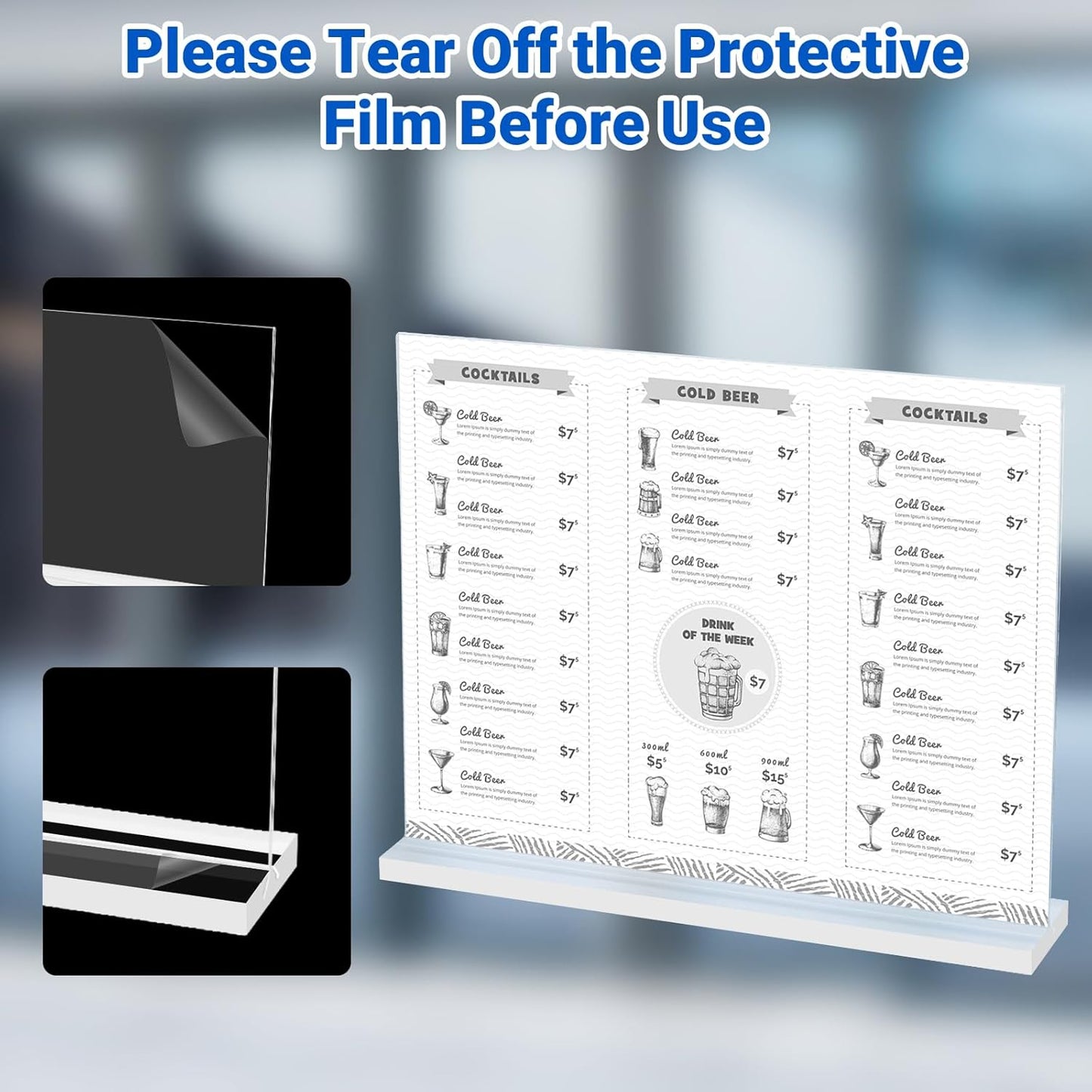 12 Pack Acrylic Sign Holder 11 x 8.5 Horizontal, Double-Sided Clear Sign Holder Plastic Stands for Display, T Shape Acrylic Table Sign Stands for Office Store Restaurants Wedding Party Decoration