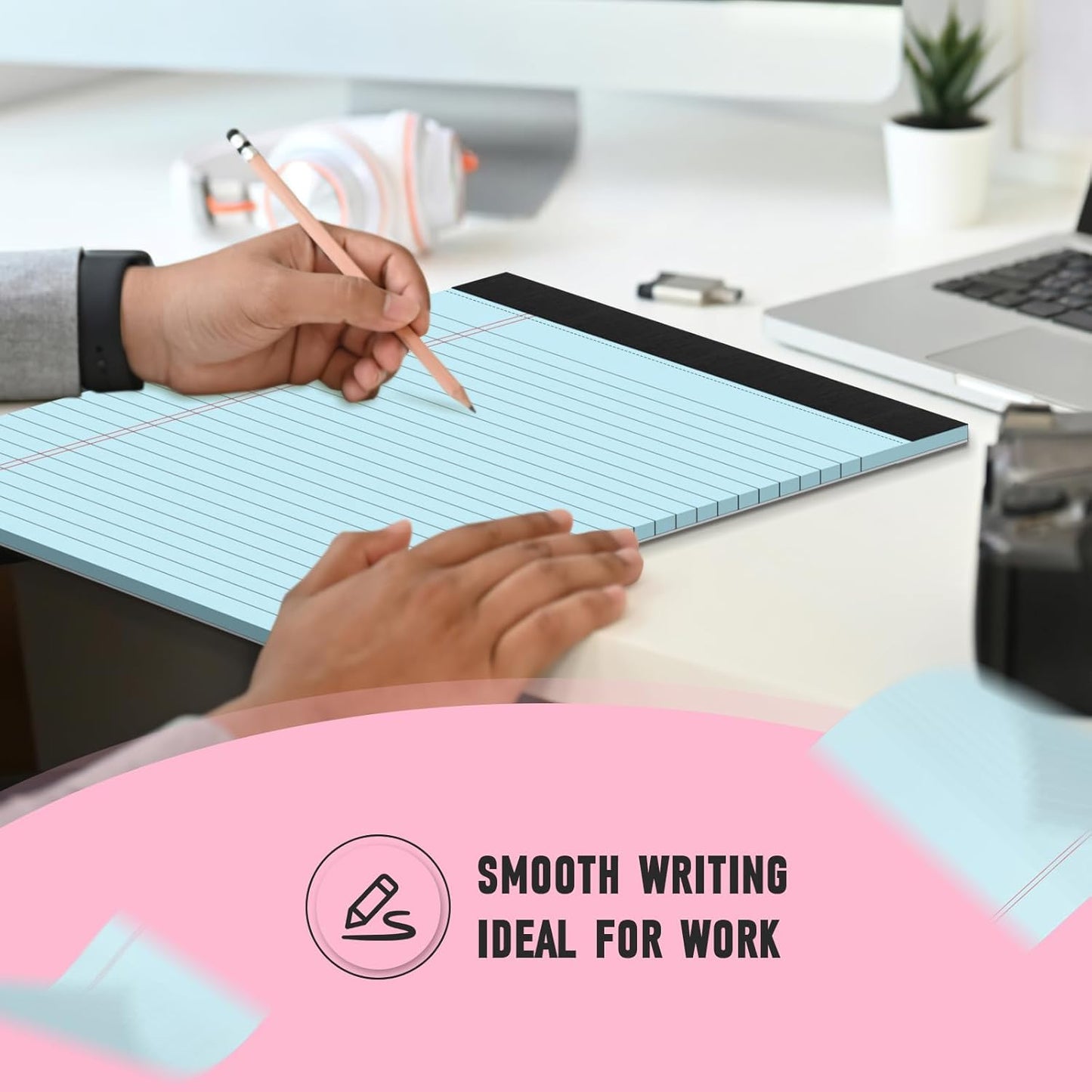 8.5 x 11 Legal Pads, Colored Legal Pads, Wide Ruled, 10 Pack Note Pads 8.5 x 11, Multicolor Perforated Note Pads with Sturdy White Back, Writing Pad,30 Sheets Per Notepad for School, Home, Office