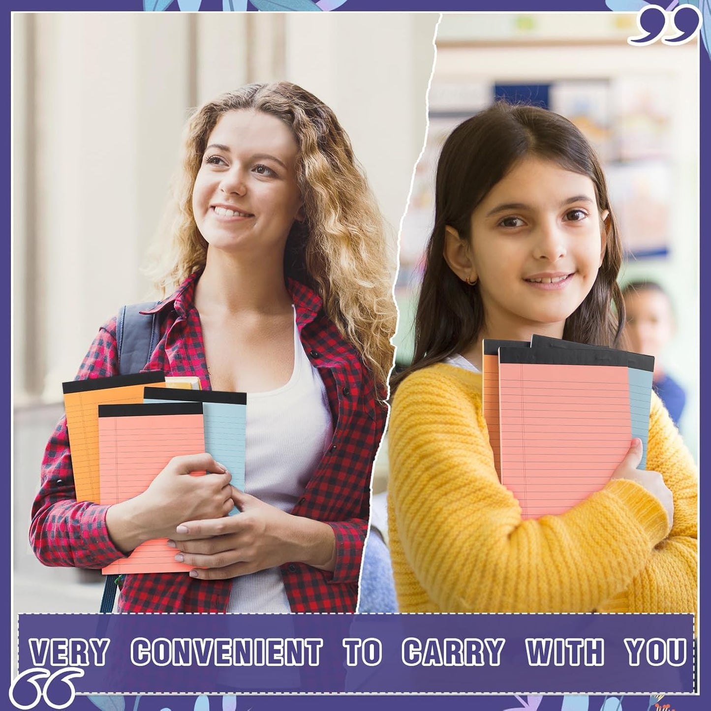 Lincia 24 Pcs 12 Pcs 5" x 8" Small Legal Pads Colored Lined Note Pads Narrow Ruled Writing Notepads 50 Sheets Per Micro Paper Notebook Lined and Perforated for College Office Supplies (Bright Colors)