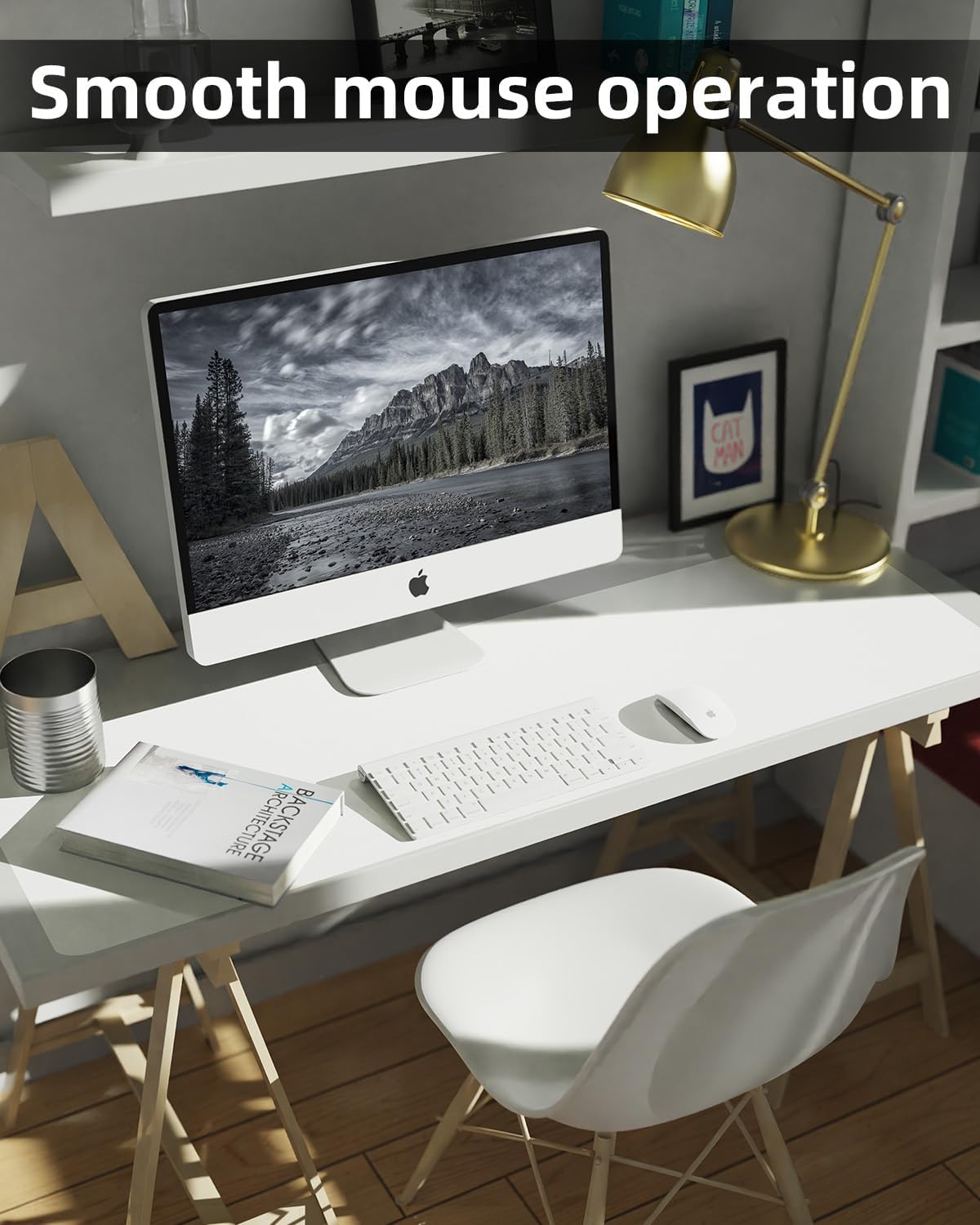 Extra Large Desk pad, Leather Desk Pad Protector,Office Desk Mat,Mouse Pad, Non-Slip Desk Blotter, Laptop Desk Pad, Waterproof Desk Writing Pad for Office&Home (Ivory White, 55" x 17")