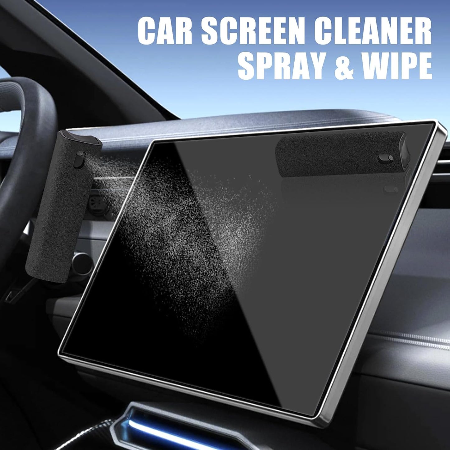 walrfid Computer Screen Cleaner Spray, Car Touchscreen Mist Cleaning Kit for Electronic Laptop, iPad, iPhone, Smart Phone, MacBook Pro, TV Monitor, Tablet, Car Display,with White Graffiti Case - Black