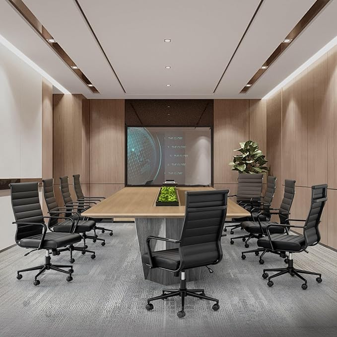 Okeysen Office Desk Chair Conference Room Chairs Modern Ergonomic Executive Swivel Chair Adjustable Height PU Leather Home Desk Chairs with Armrests Comfy Computer Task Chairs with Wheels (Black)