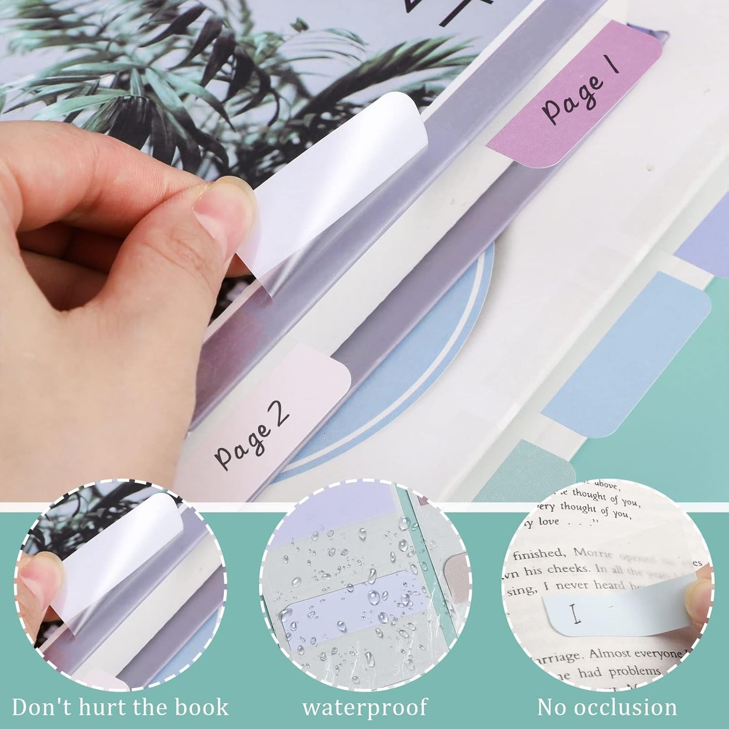 240 Pcs Sticky Index Tabs, Colored Book Sticky Tabs for Notebooks, Repositionable Page Tabs for Notebooks File Classification,12 Colors (1.8×1 Inch)