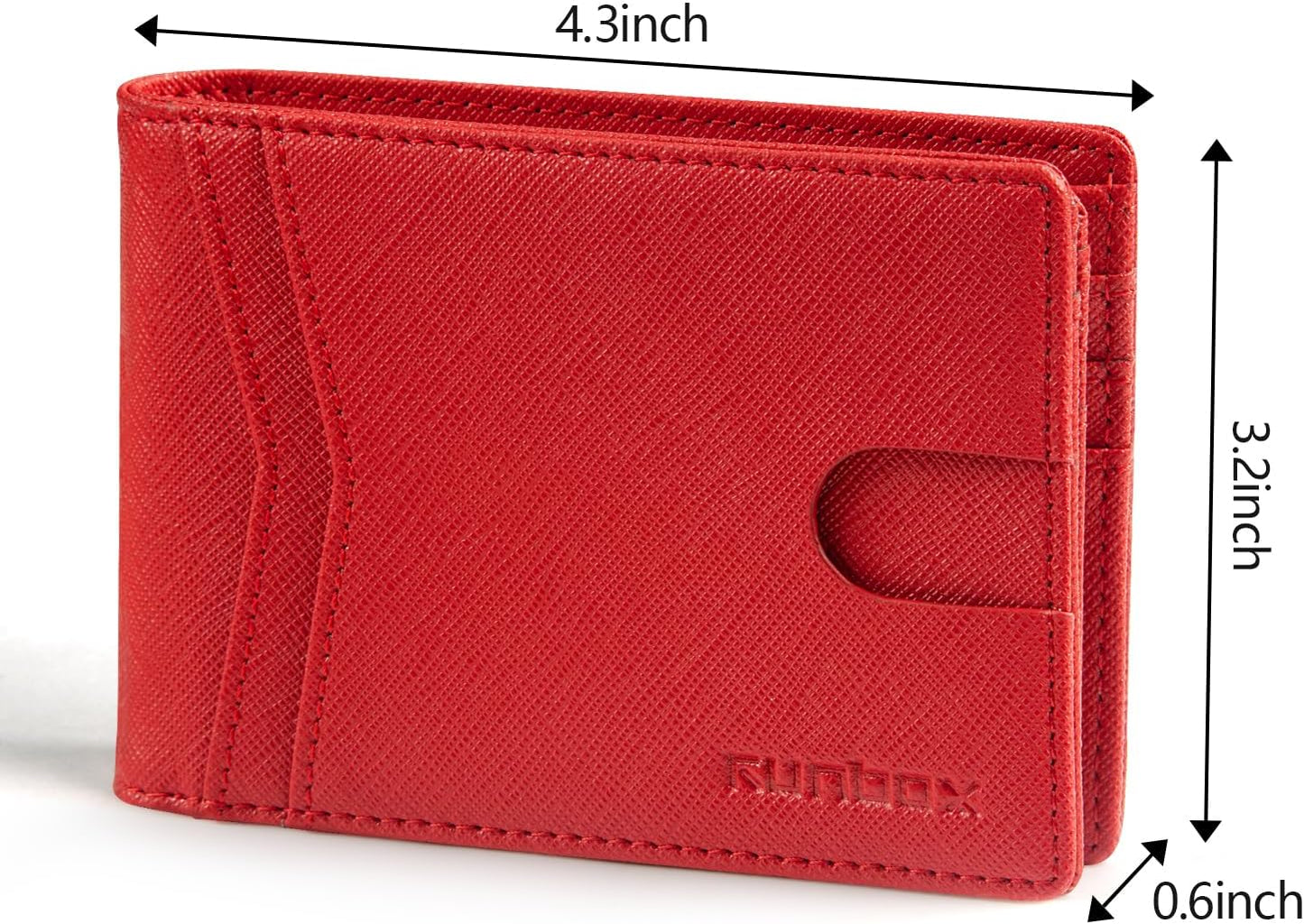 RUNBOX Wallet for Men Slim Rfid Leather 2 ID Window With Gift Box