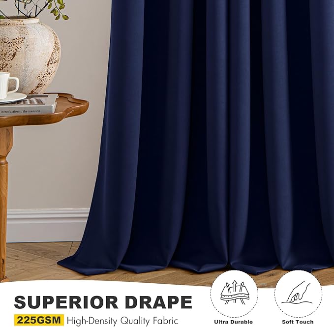 MIULEE Navy Blue Blackout Curtains - Bedroom Window Treatment Curtains Thermal Insulated Room Darkening Drapes for Living Room Kitchen Grommet Top Light Blocking Drapery, 40 x 54 Inches Long, 2 Panels