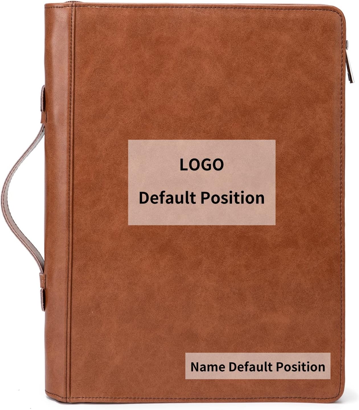 Personalized Vegan Leather Portfolio 3 Ring Binder with Clipboard, Hidden Handle, Custom 8.5 x 11 Zip Padfolio, Business Professional Organizer for Men Women, Brown