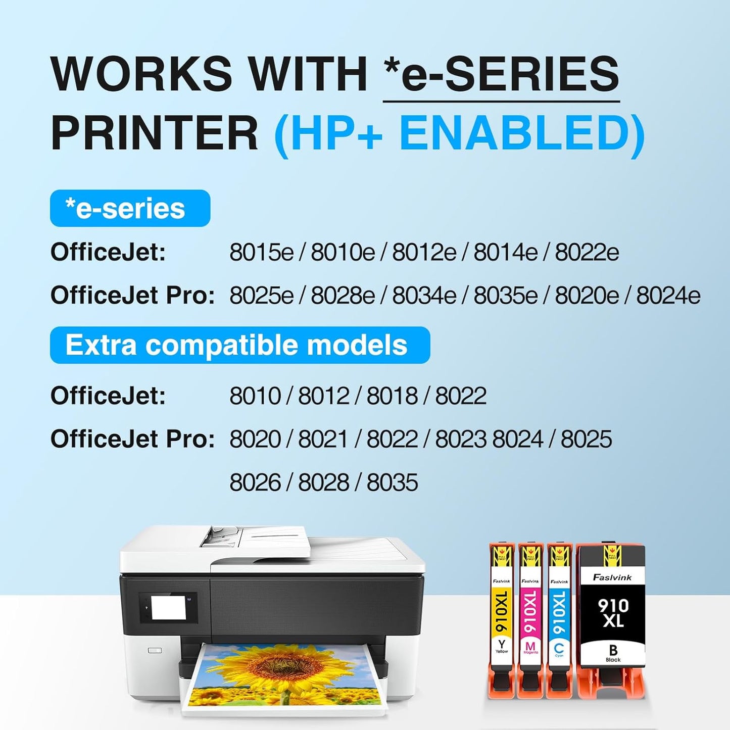 910XL Ink Cartridges Replacement for HP 910XL Ink Cartridges Combo Pack for HP OfficeJet Pro 8025e 8015e 8028e 8035e 8020 8015 8028 8025 8035 Printers