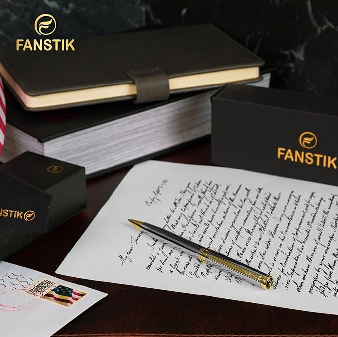 Customized Silver&Gold Luxury ballpoint pen (Made In USA) fancy gift set for women, Real 24K Gold Plating, Professional executive pen gift set for men (Lux Custom-BallPoint Silver-Gold)