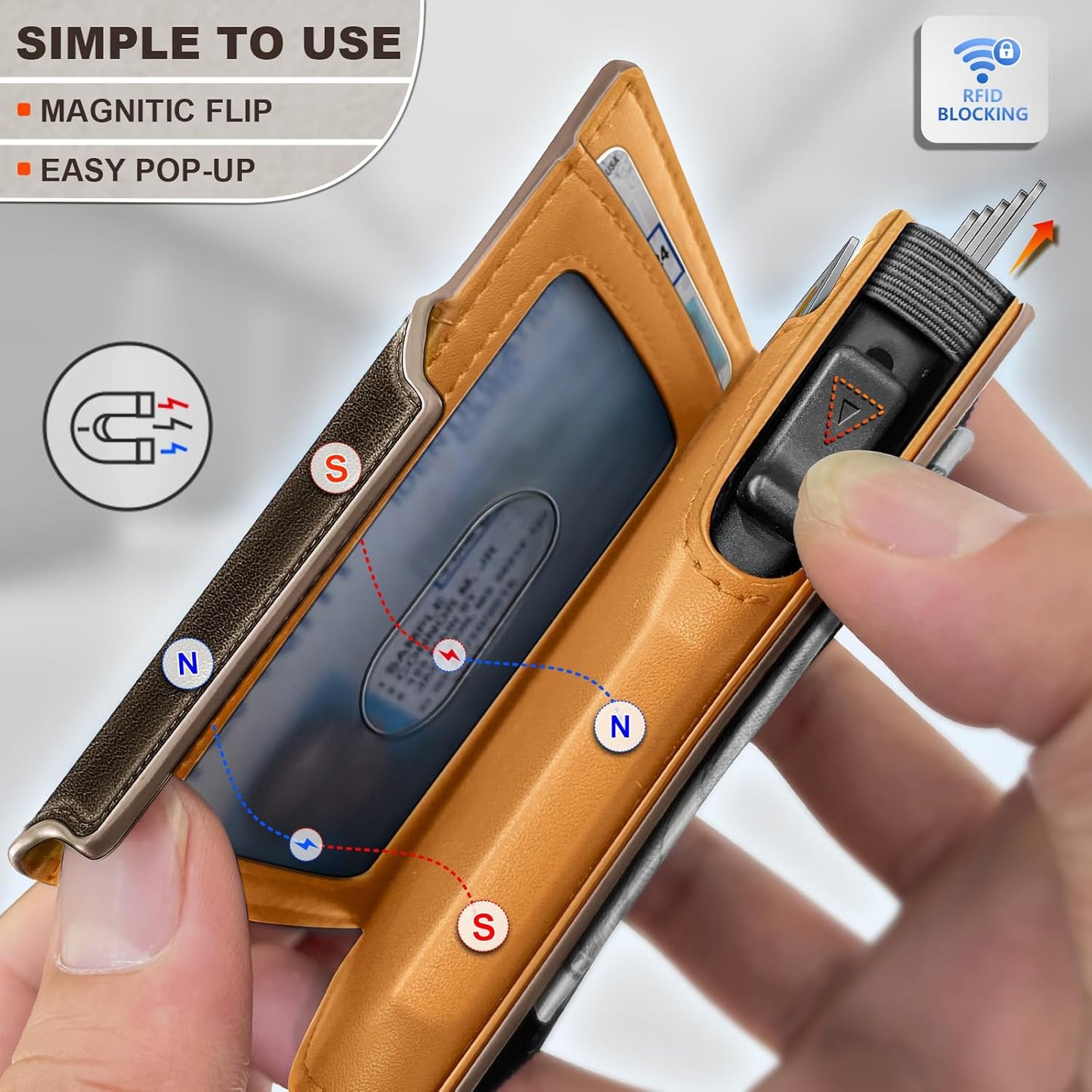 KEMISANT Airtag Wallet Men Gift,Mens Slim Front Pocket Wallet Money Clip Standard or Apple Airtag Use 3.8"×2.8"×0.9"