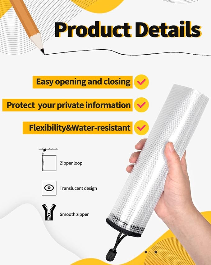 SUNEE Plastic Mesh Zipper Pouch 10x14 in (Black, 18 Packs),Extra Large Water-Resistant Zip Bag for School Office Supplies, Puzzles & Games Organizing Storage