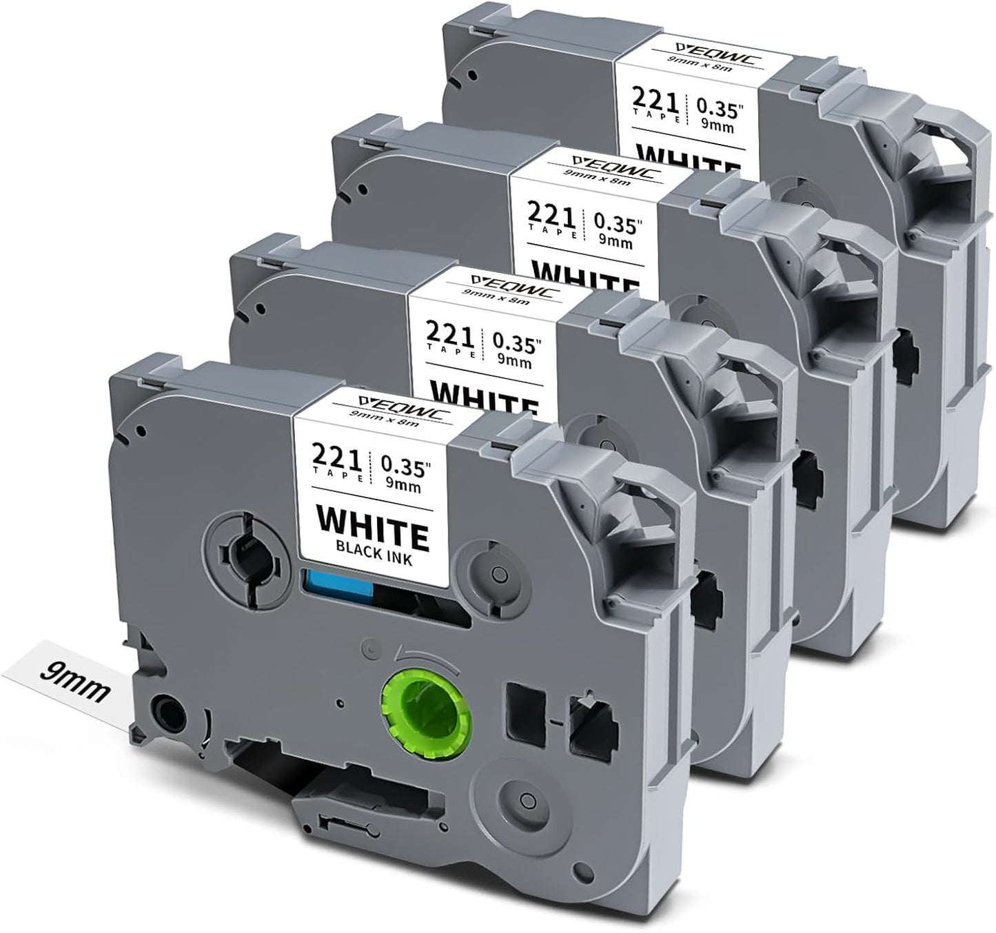 TZ Tape Tz-221 9mm 0.35 Laminated White Tape Compatible for Brother P-Touch TZe221 3/8 Inch Refill Work with Brother Label Maker Tape PT-D210 PT-D220 PT-H110 PT-1890 PT-D600 PT-D410, 4-Pack