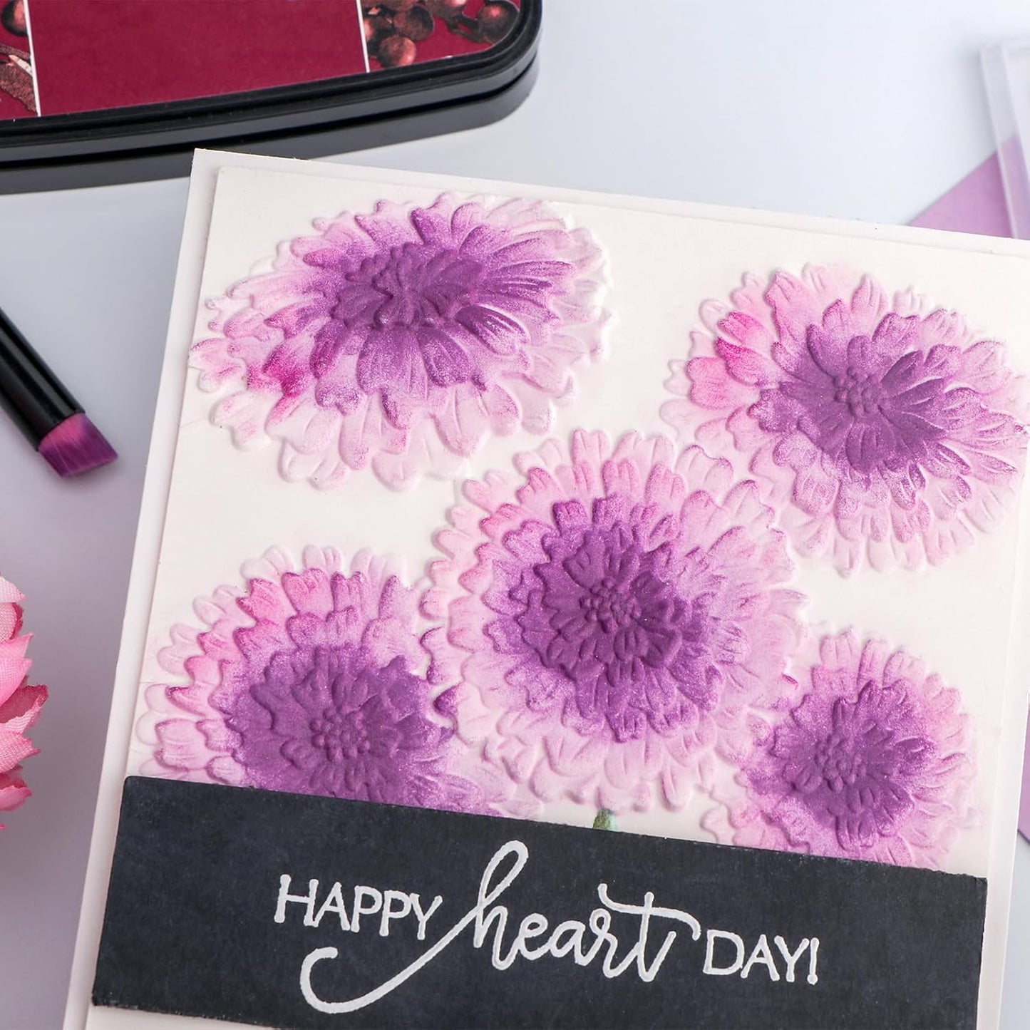 BAOFALI 3D Embossing Folders Chrysanthemum, Hydrangea Textured for Card Making,Embossing Template Paper Card Embossing Stencil for DIY Scrapbooking Photo Album Card Paper Craft Decoration