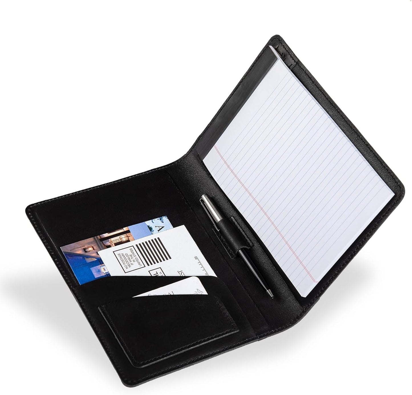 PEGAI Junior Legal Pad Folder Organizer | Portfolio Binder, Resume Interview Document Organizer Folio | Personalized Leather Binder Padfolio with Business Card Organizer | Eriksen (Charcoal)