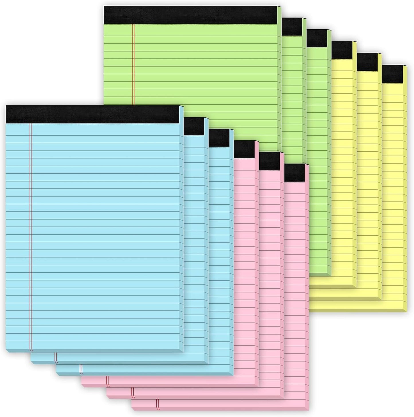 Legal Pads 8.5 x 11 Colored Note Pads, 12 Pack Colored Paper Pads 8.5 x 11 Lined Paper, Pads of Paper 8.5 x 11 Writing Pads, Wide Ruled Notebook Pad 8 1/2 x 11, Legal Notepads 8.5 x 11, 30 Sheets/Pad