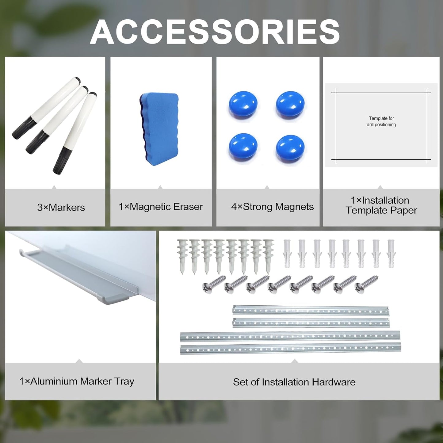 Magnetic Glass Writeboard 36"X24" Hole-Free Premium Tempered Dry Erase Whiteboard Bulletin Message Boards (White)