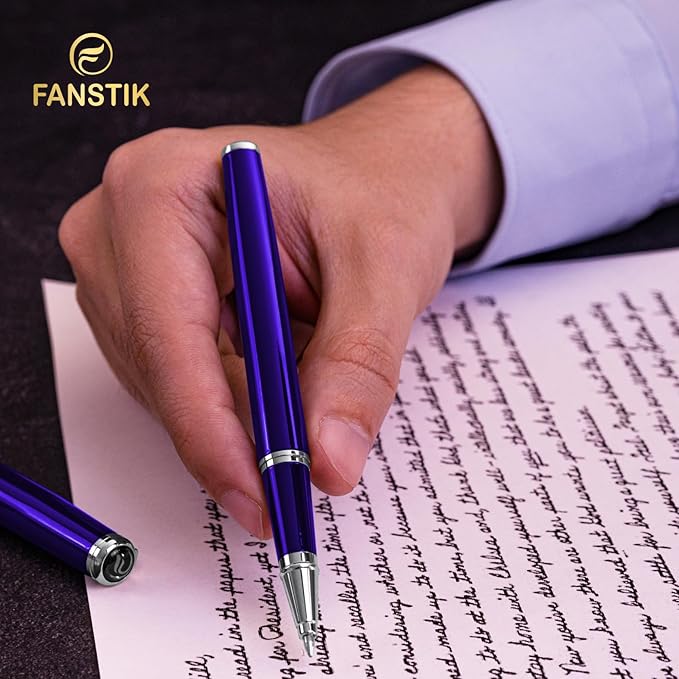 Customized Blue Luxury Rollerball pen (Made In USA) fancy gift set for women, Real 24K Gold Plating, Professional executive pen gift set for men (Lux Custom-Rollerball Blue)