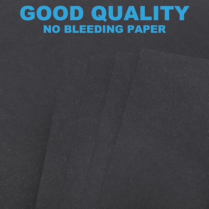 PATIKIL B5 Refill Paper, Unlined Blank Kraft Paper Refillable 9 Hole Filler Inserts Loose Leaf Paper for 9 Ring Binder, 80 Sheets/160 Pages, Black