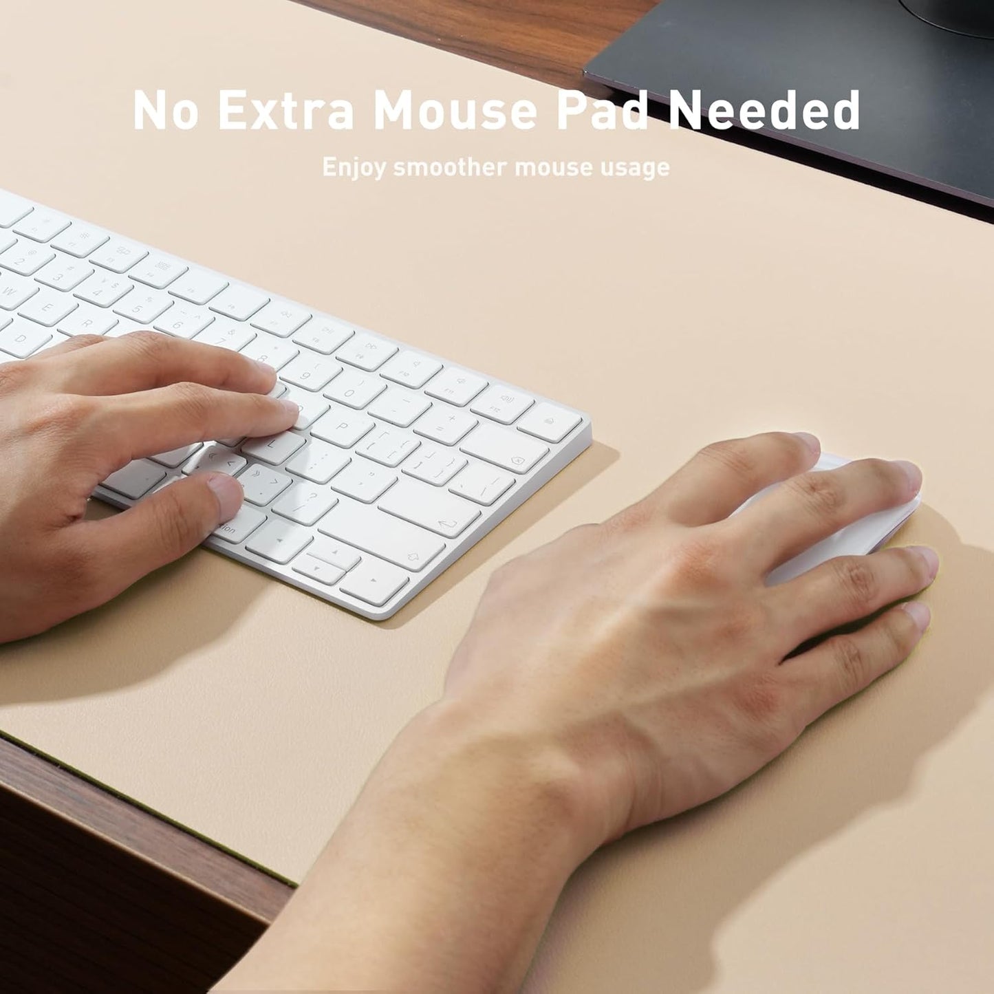 Aothia Large PU Leather Desk Pad Protector – Non-Slip Mouse Pad & Writing Mat for Office/Home, Waterproof, Easy to Clean(23.6" x 13.7", Soft Peach)