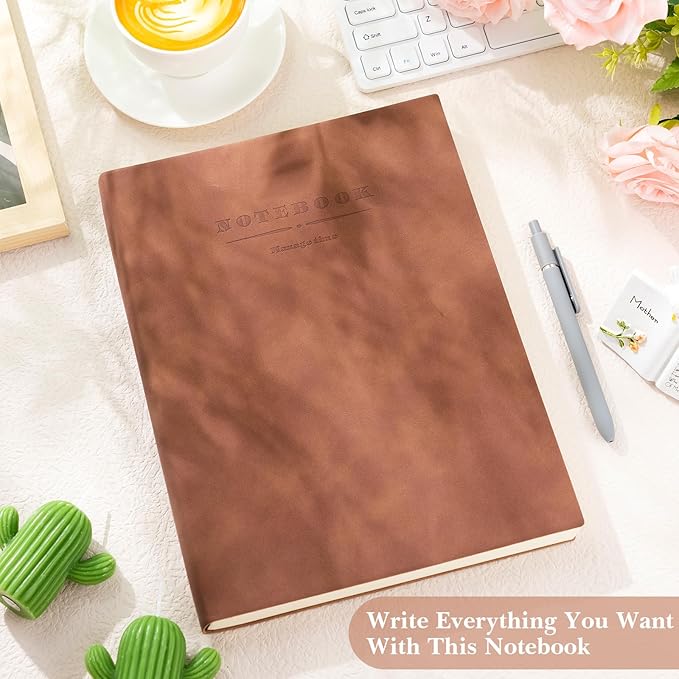 SATINIOR 5 Pack A4 Notebooks Large Journal 360 Pages Leather Softcover Hardcover Notebooks Thick Paper Lined Notepad for Office School Business Note Taking Writing, 8.5'' x 11''(Brown)