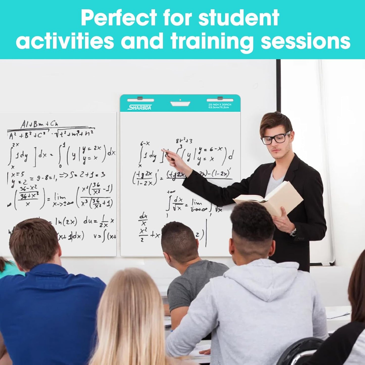 Sticky Easel Pad, 25 in x 30 in,Flip Chart, Chart Paper for Teachers, Large Self-Stick Easel Paper,Super Sticky & Bleed-Resistant,30 Sheets/Pad,10 Pads